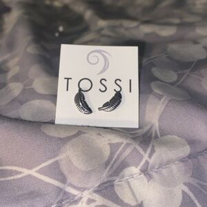 TOSSI custom feather silver stud earrings